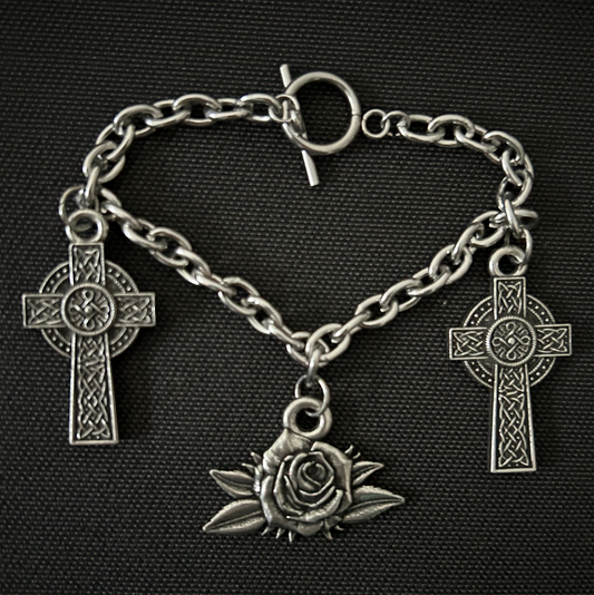 Cross Rose pendant bracelet